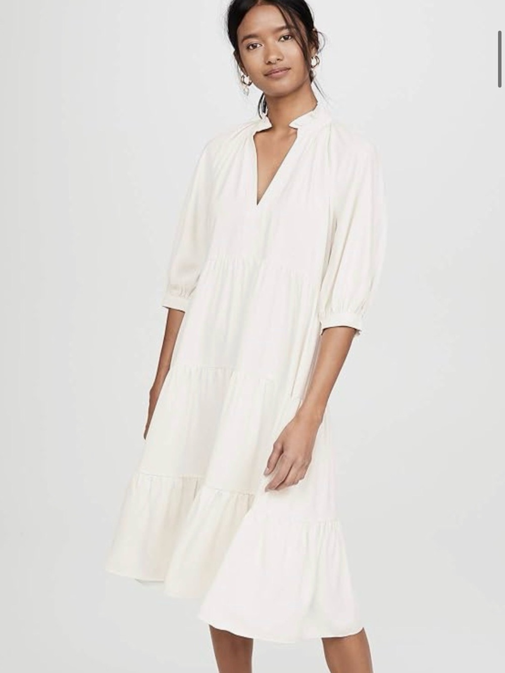 Amanda Uprichard Tiered V-Neck Midi Dress